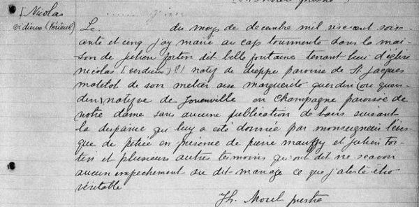 Marriage of Marguerite Hiardin and Nicolas Vérieu
