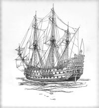 Seafaring, tall-masted ship